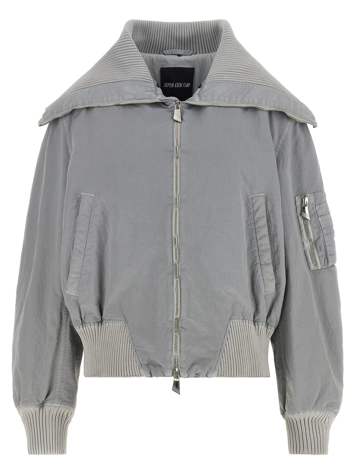 The Attico Feather Insert Bomber Jacket Grey