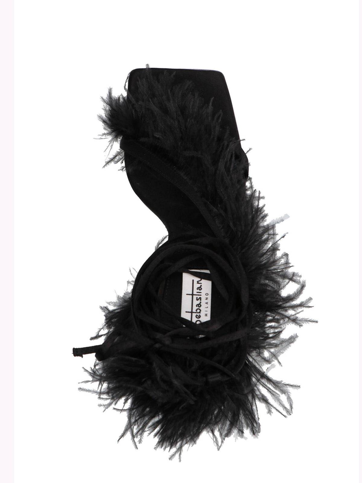 Sebastian Milano Feather Wrap Sandals Black