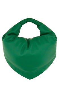 Federico Cina women’s midi cupcake bag in emerald green plush leather with structured silhouette and twisted handle