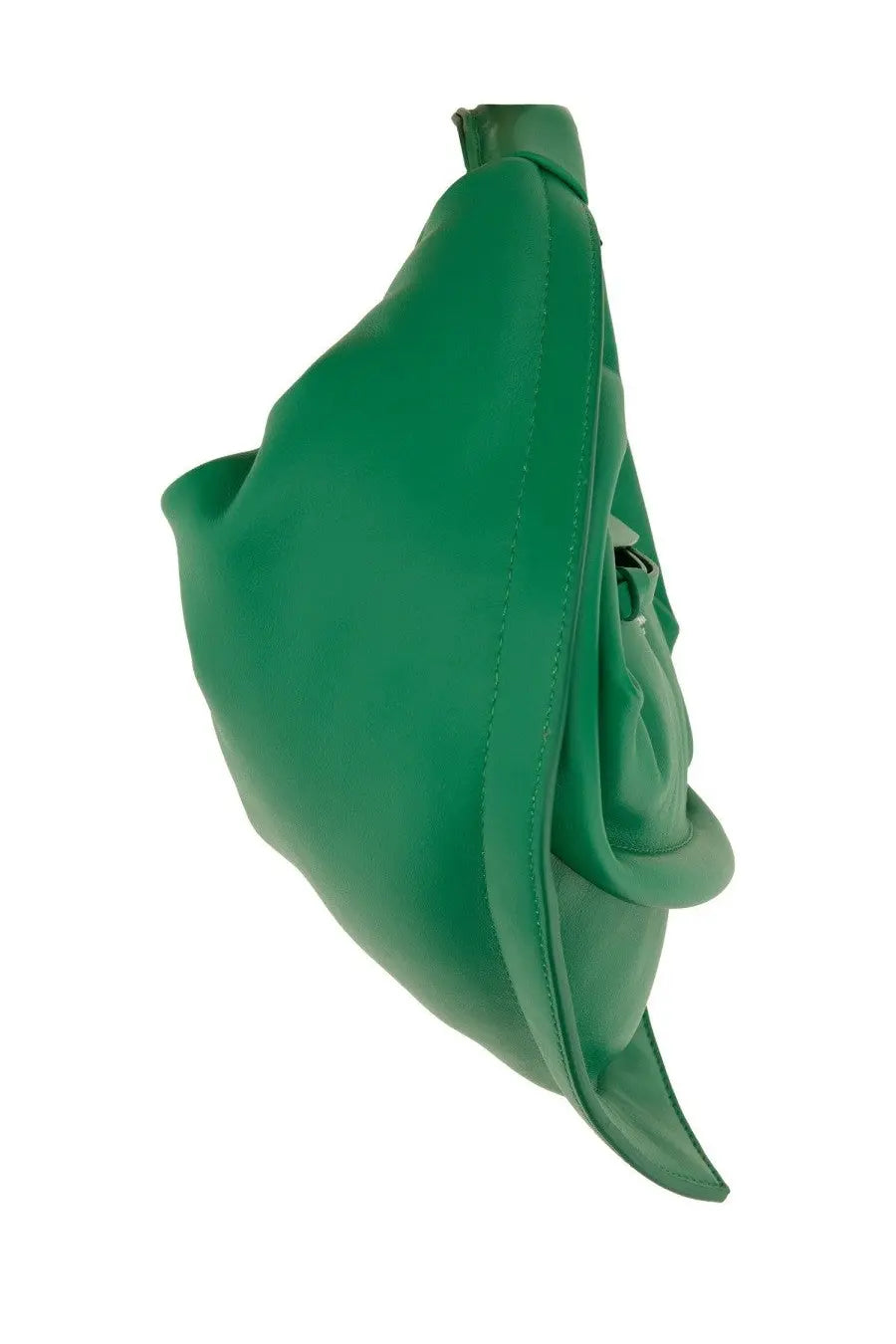 Federico Cina women’s midi cupcake bag in emerald green leather with a sleek crossbody design and subtle stitching details