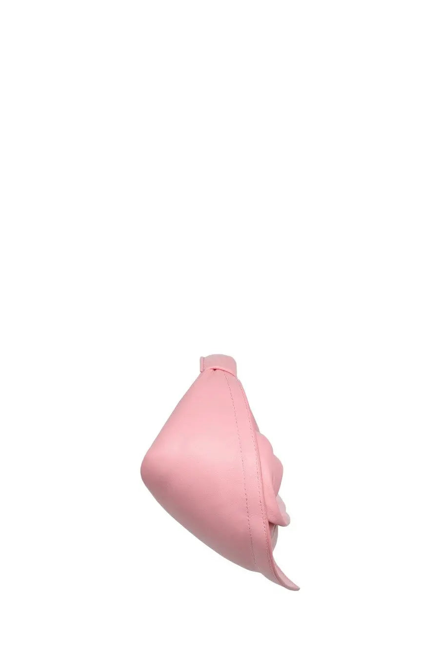 Federico Cina women’s soft pink leather mini tortellino bag with sleek triangular silhouette and subtle stitching details