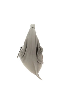 Federico Cina women’s tortellini bag in soft light gray leather with minimalist draped design and subtle stitching details