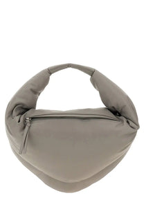 Federico Cina women’s tortellini bag grey soft light gray puffer shoulder bag with rounded plush body and fabric handle