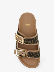 Fendi Women's Feel FF Fabric Sandals Black