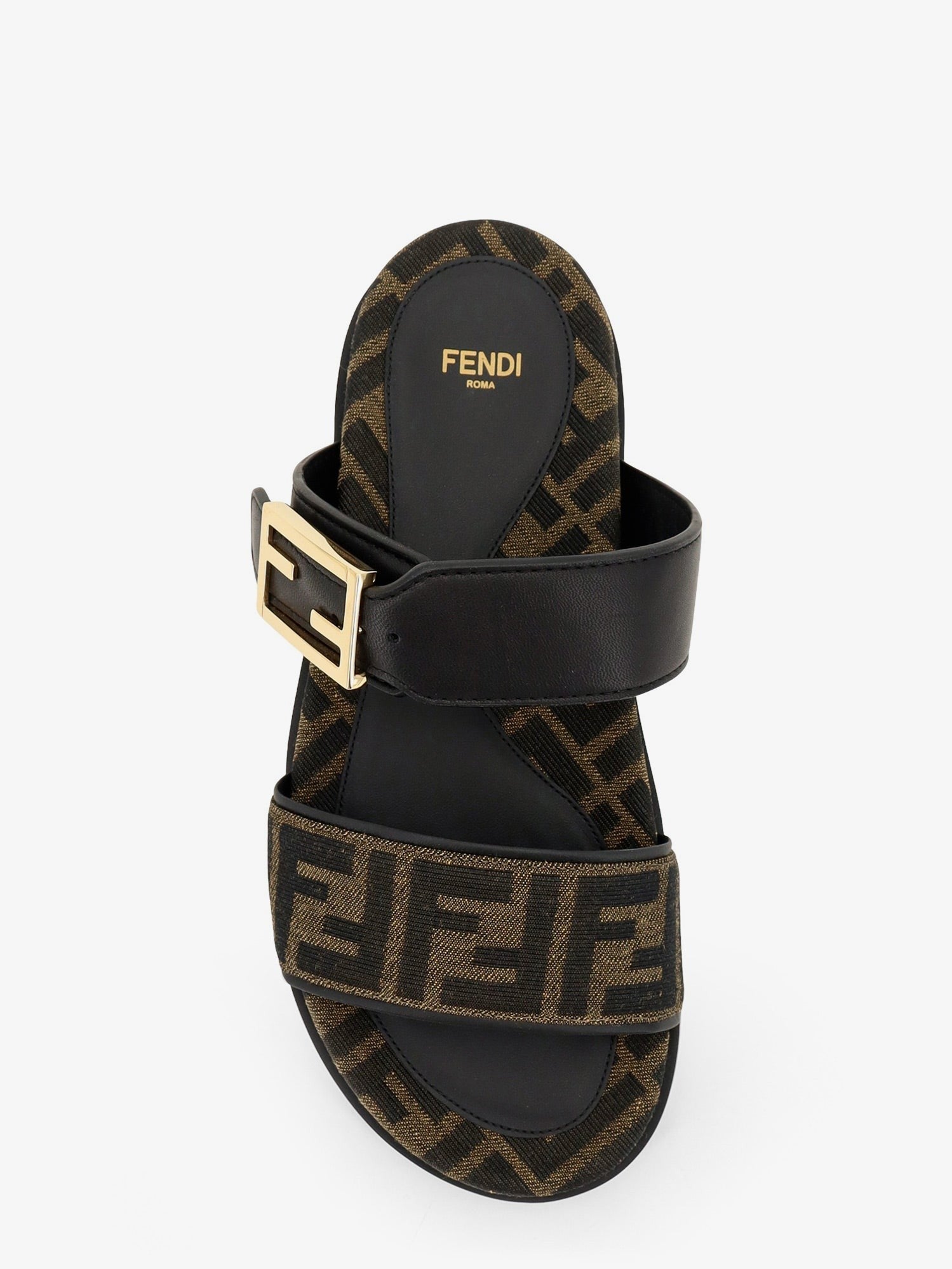 Fendi Women's Feel FF Fabric Sandals Black