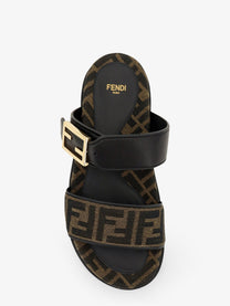Fendi Women's Feel FF Fabric Sandals Black