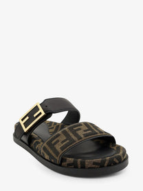 Fendi Women's Feel FF Fabric Sandals Black