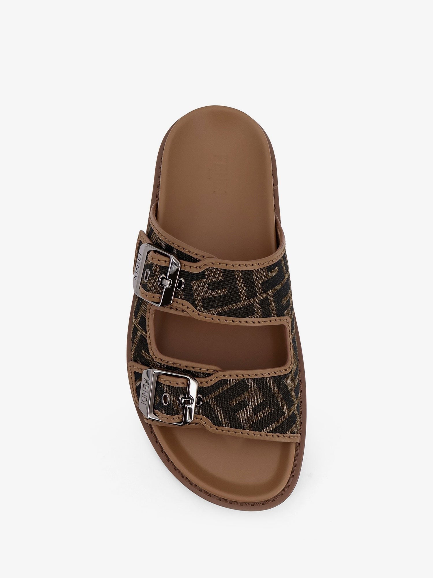 Fendi Men's Feel Sandals in FF Jacquard Fabric Black
