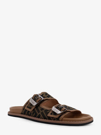 Fendi Men's Feel Sandals in FF Jacquard Fabric Black