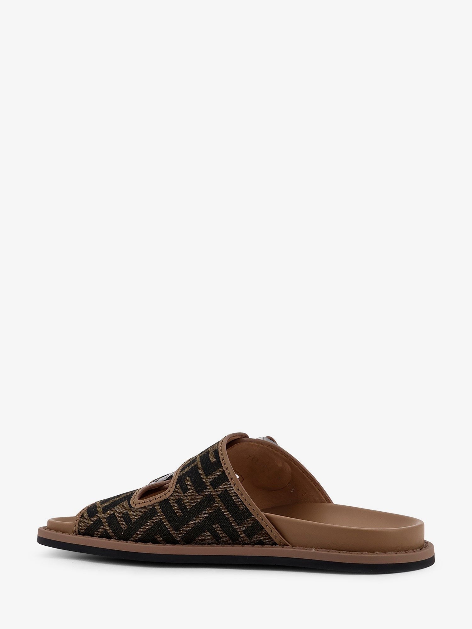 Fendi Men's Feel Sandals in FF Jacquard Fabric Black