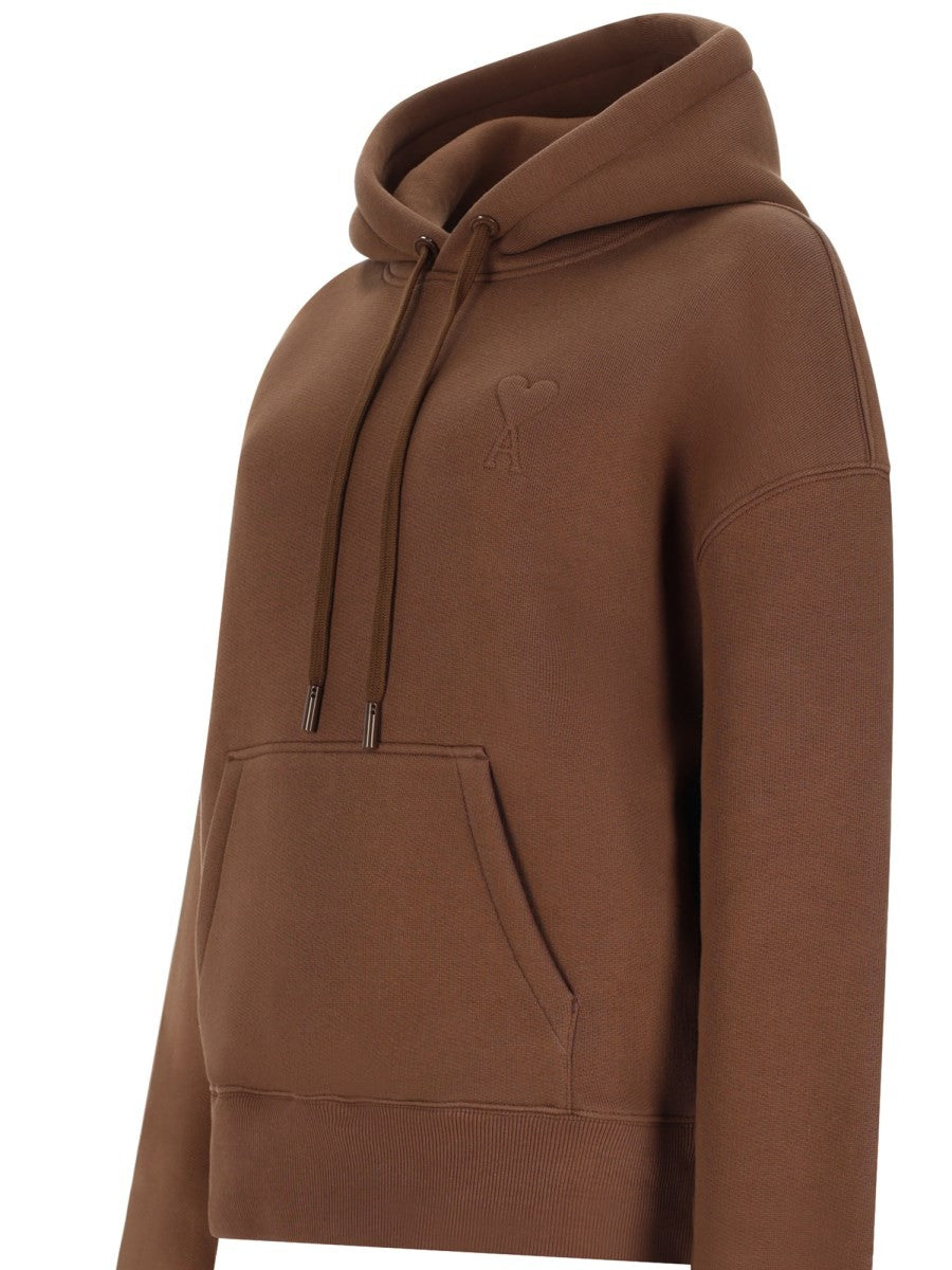 Ami Paris Women's Hoodie Brown