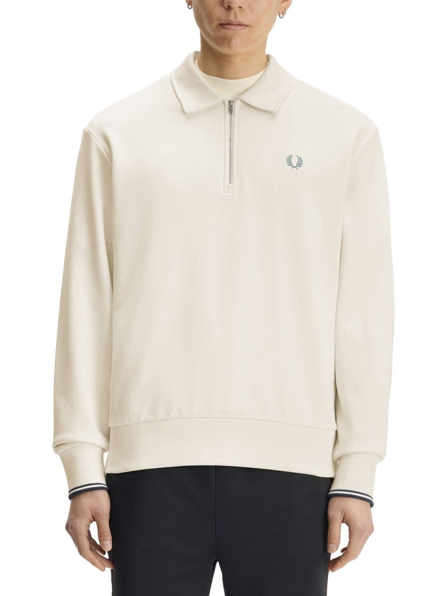 Fred Perry Men's Zip Sweatshirt White, view 5