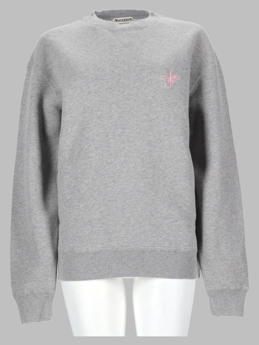 JW Anderson Unisex Felpa Con Ricamato Anchor Grey
