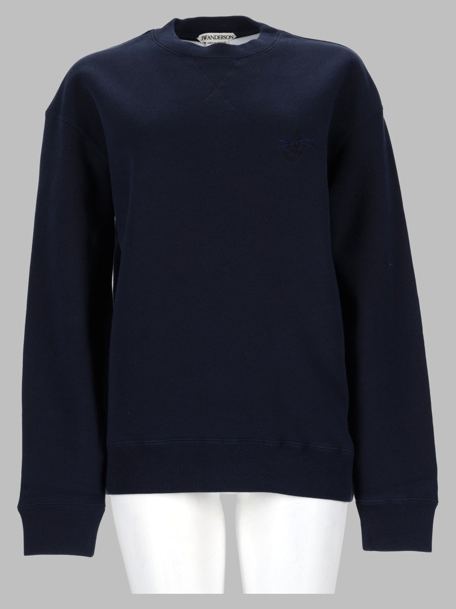 JW Anderson Unisex Felpa Con Ricamato Anchor Blue