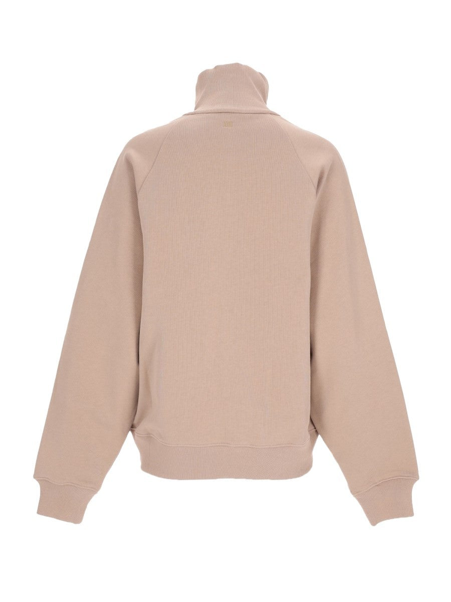 Ami Paris Unisex Embroidered Sweatshirt Beige