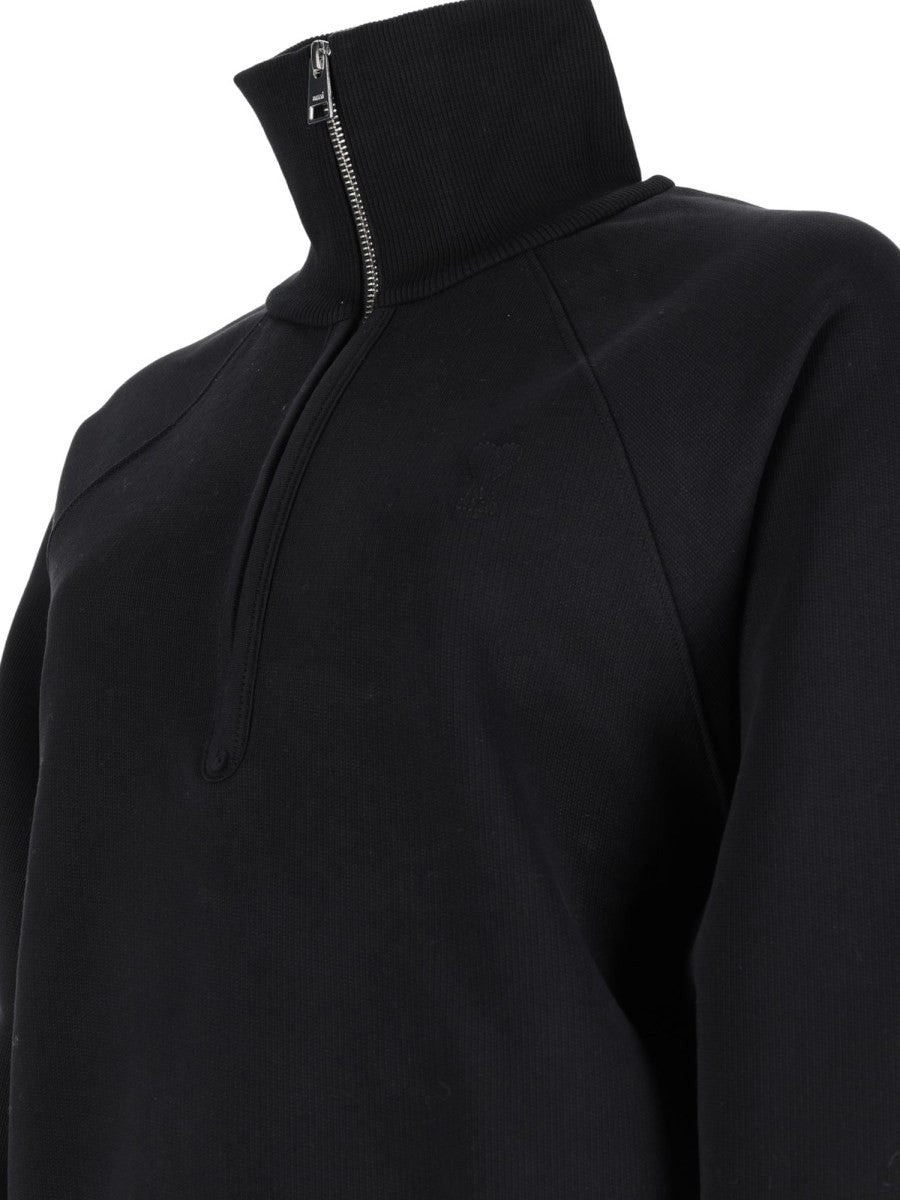 Ami Paris Unisex Embroidered Sweatshirt Black, view 3