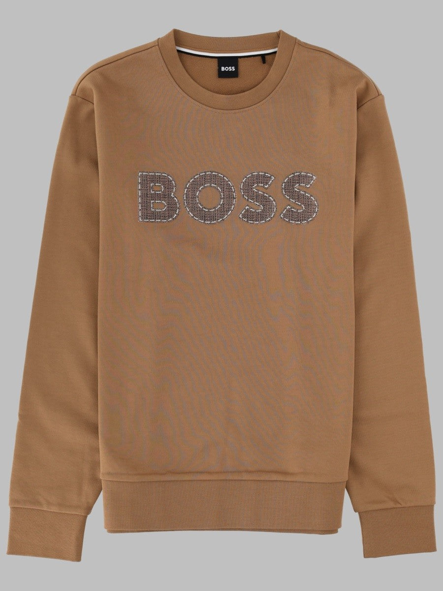 BOSS Men's Felpa Con Brown