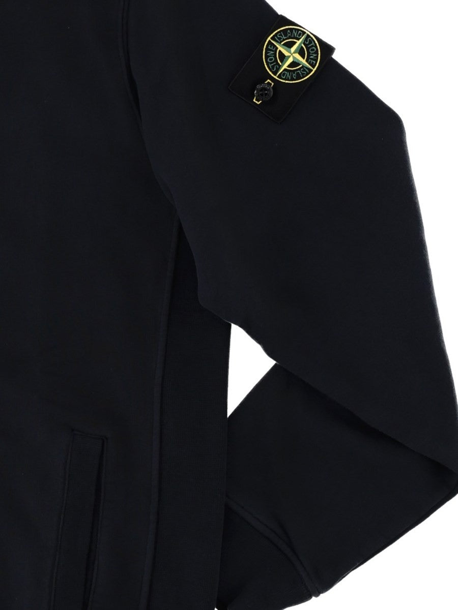 Stone Island Men's Felpa Con Patch Zip Blue