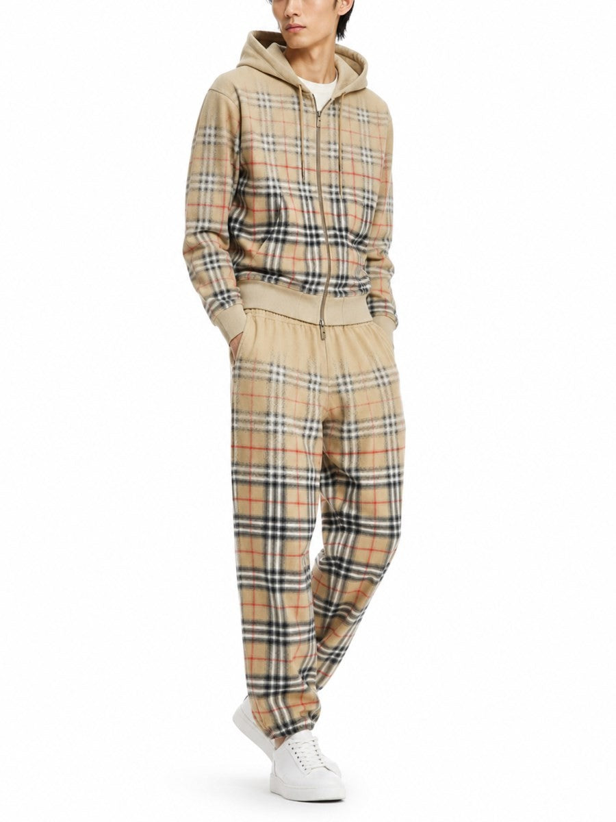 Burberry Men's Felpa Con Stampa Check Beige