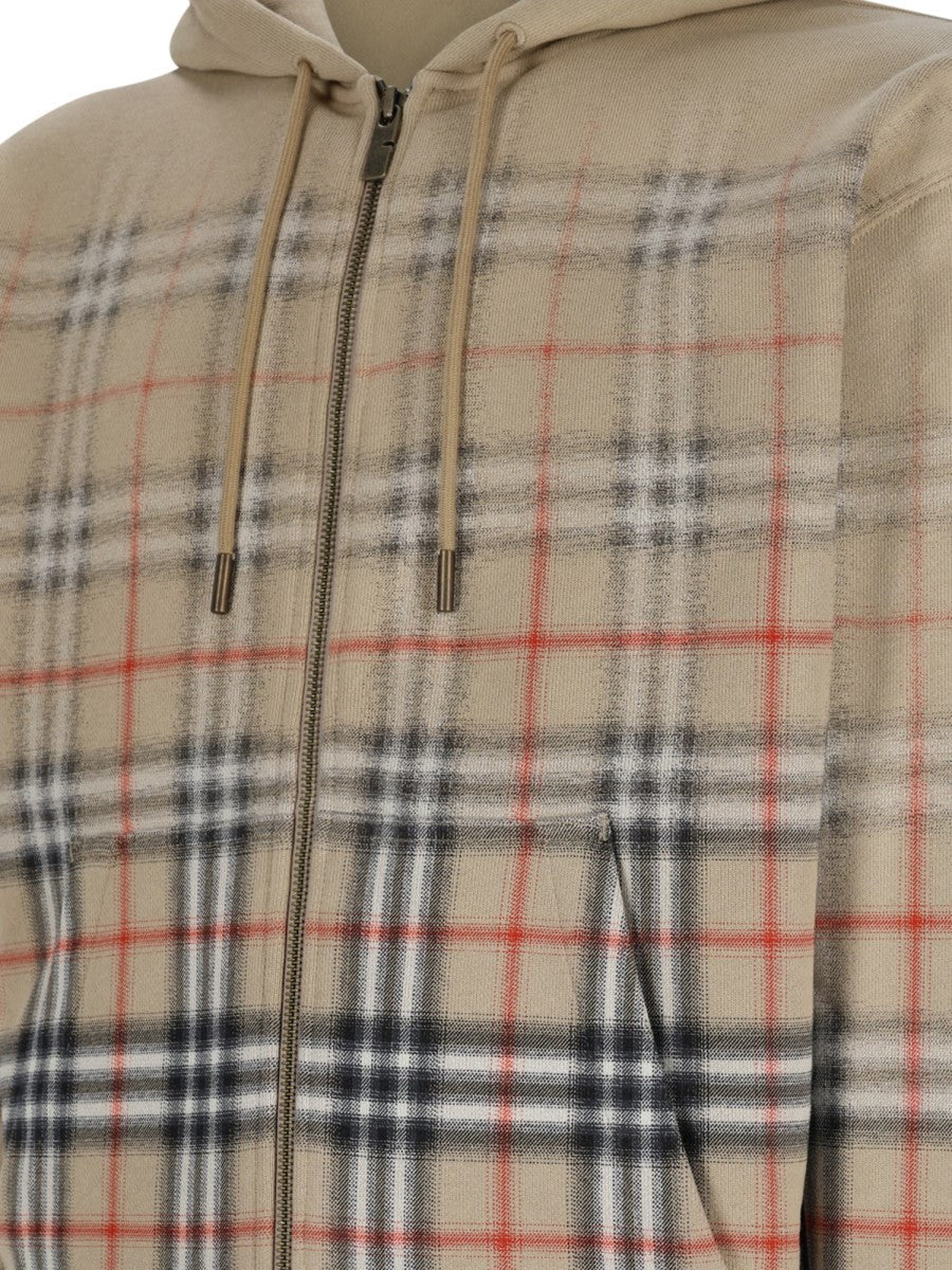 Burberry Men's Felpa Con Stampa Check Beige