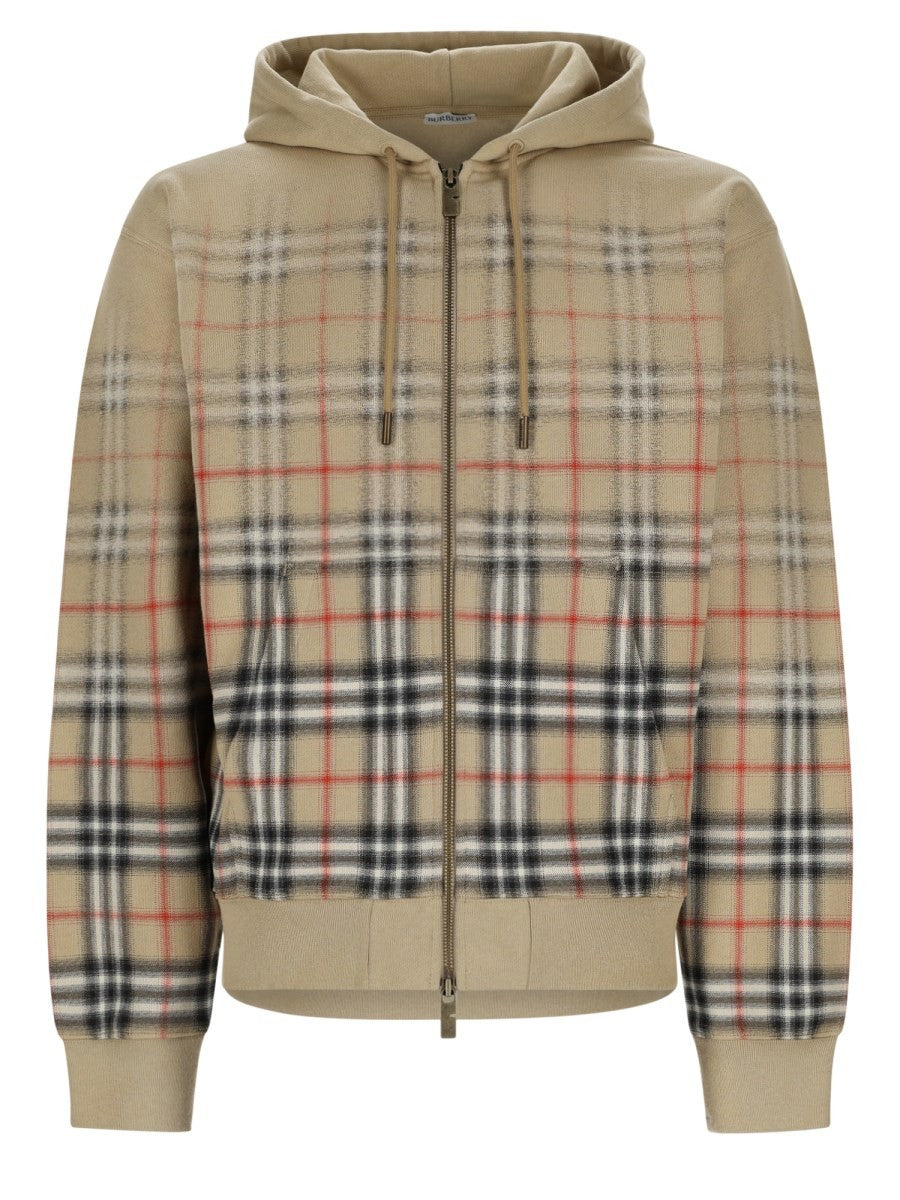 Burberry Men's Felpa Con Stampa Check Beige