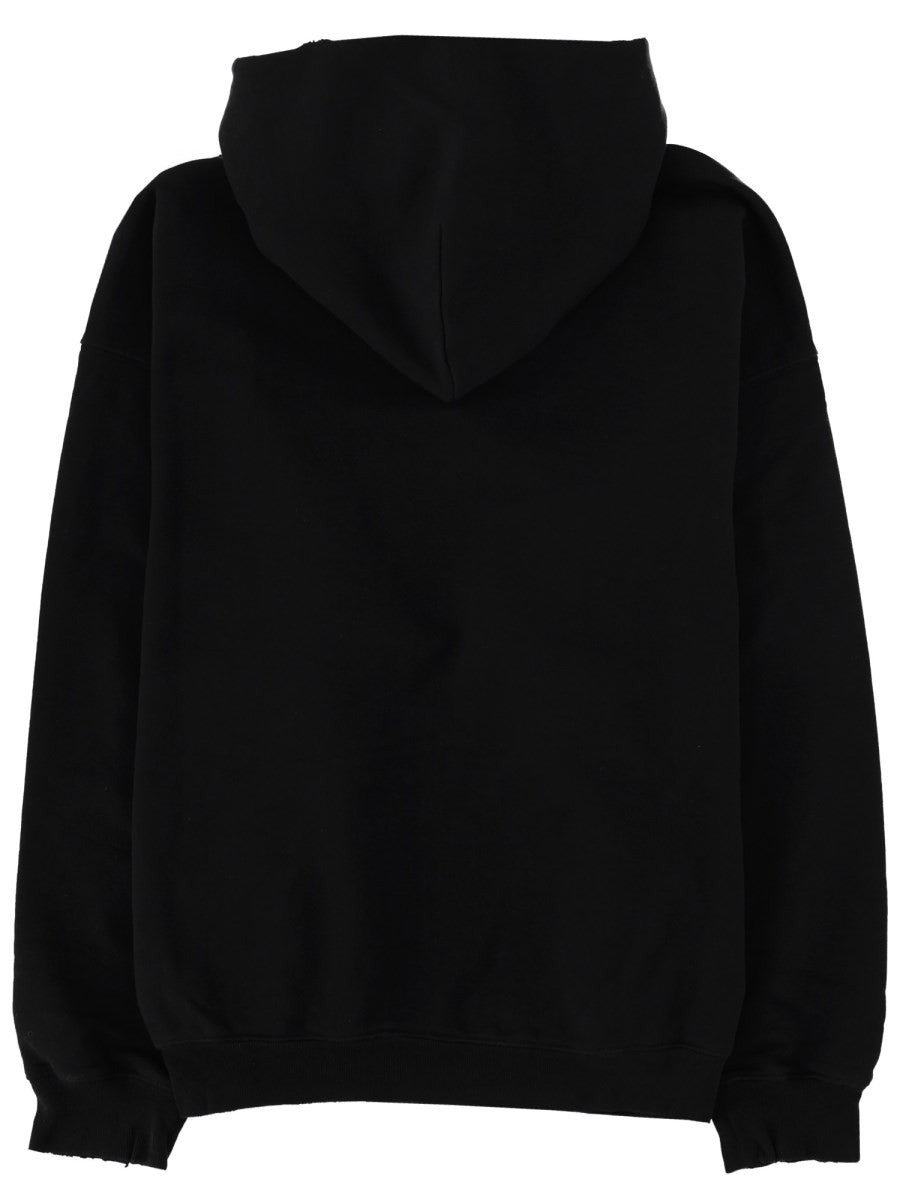 Balenciaga Men's Felpa Con Stampa Black