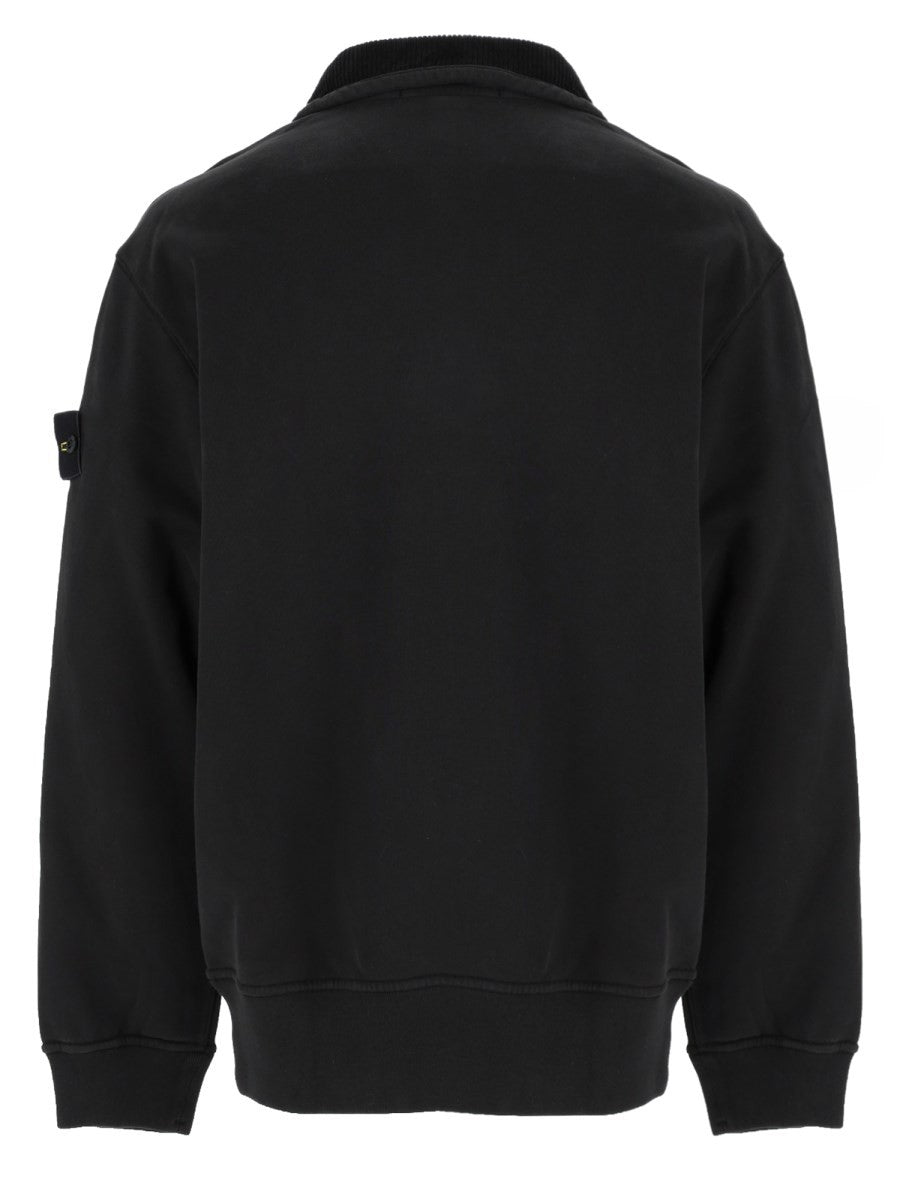 Stone Island Men's Sweatshirt with Zip Short Patch Black, view 2