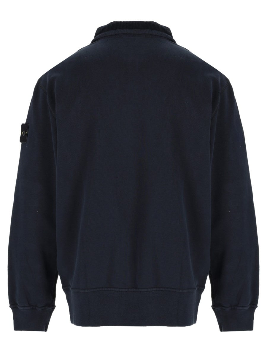 Stone Island Men's Sweatshirt with Zip Short Patch Blue, view 2
