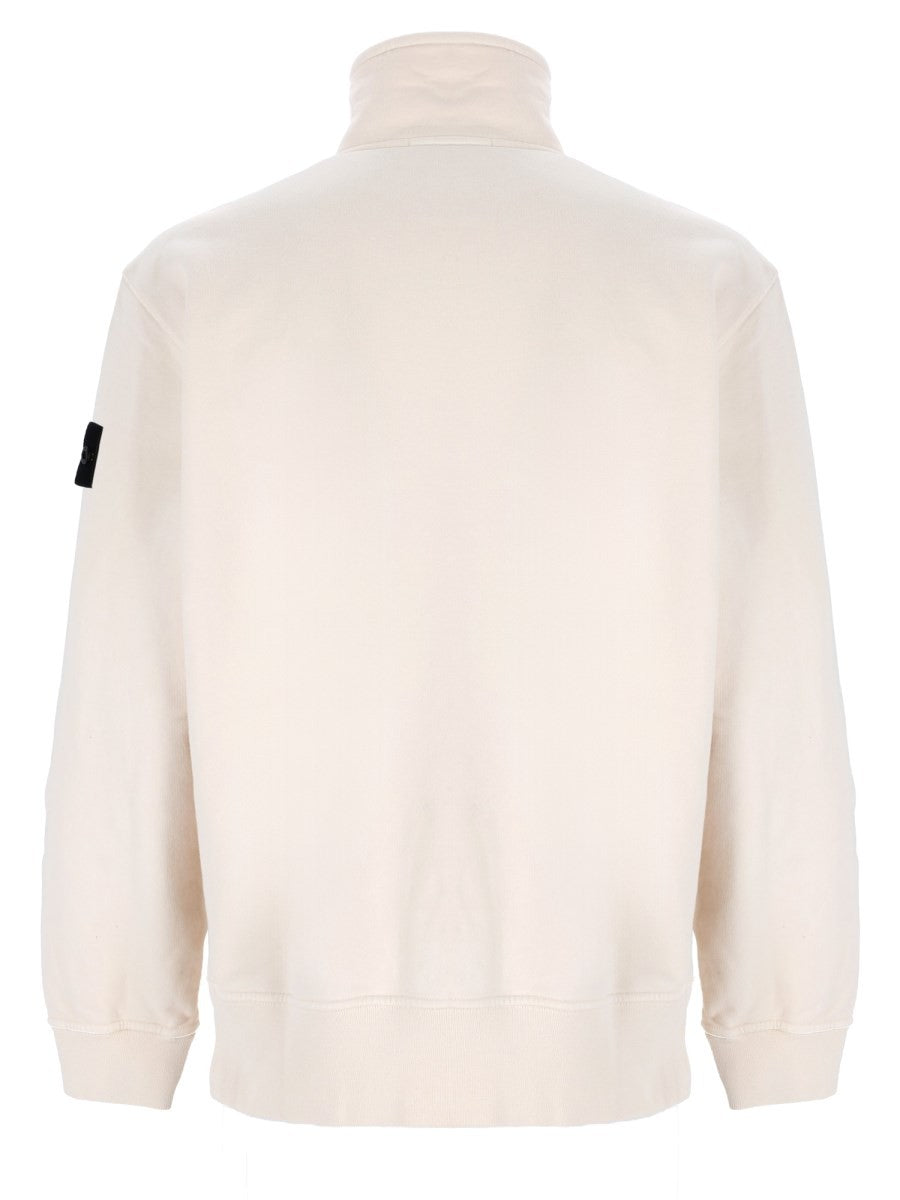 Stone Island Men's Sweatshirt with Zip Short Patch White