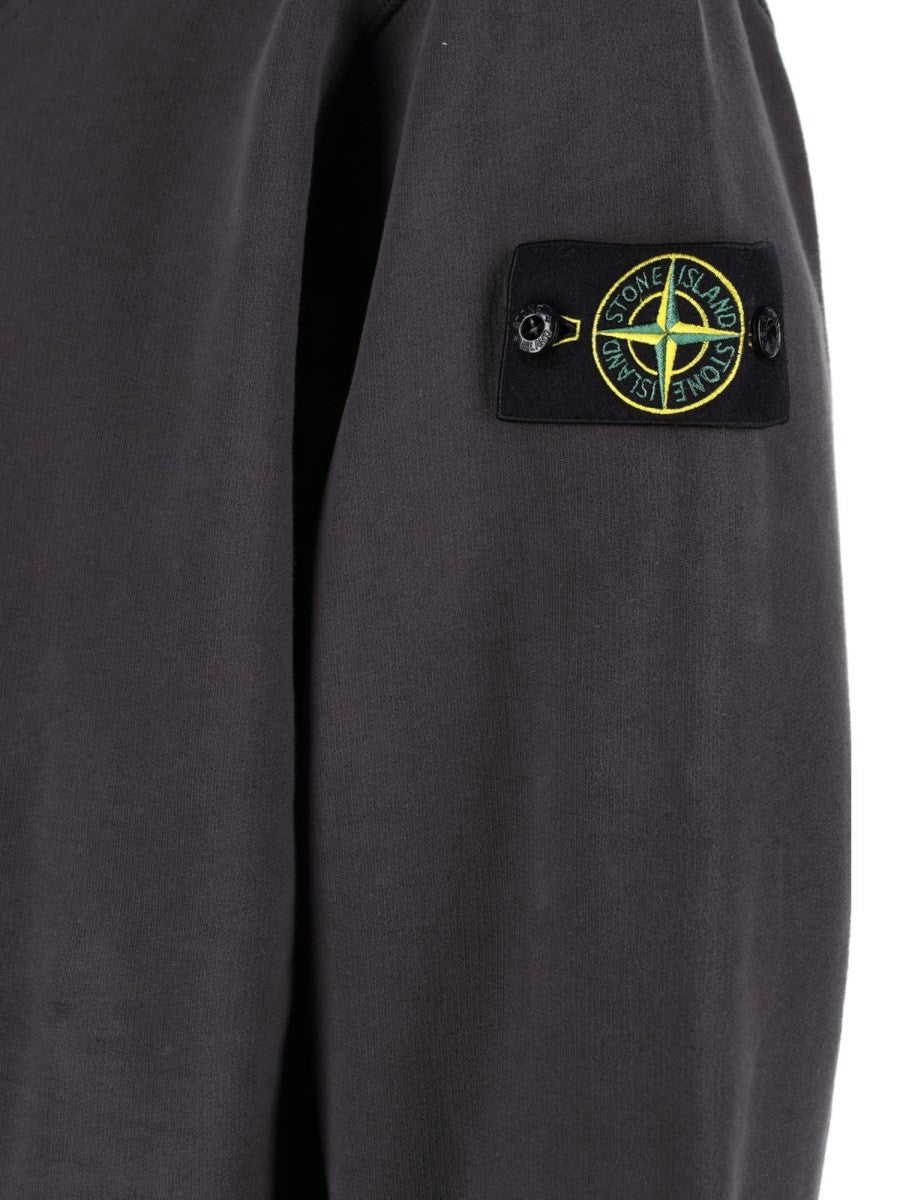 Stone Island Men's Felpa Con Zip Corta Patch Grey