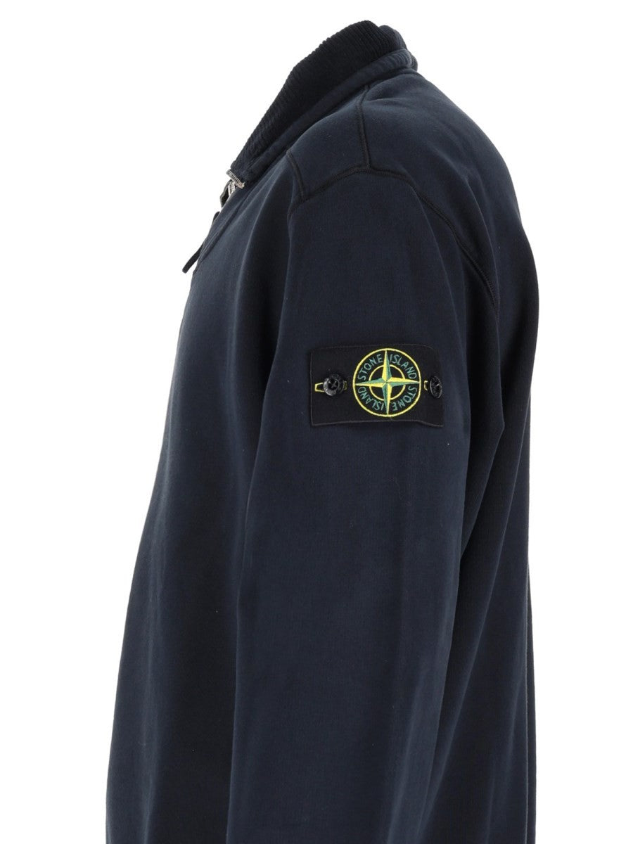 Stone Island Men's Sweatshirt with Zip Short Patch Blue, view 3