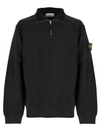Stone Island Men's Sweatshirt with Zip Short Patch Black