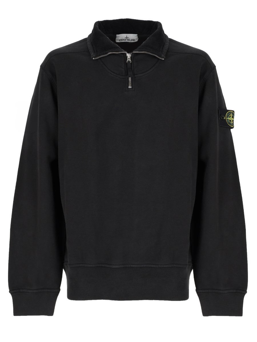 Stone Island Men's Sweatshirt with Zip Short Patch Black