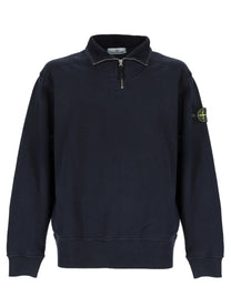 Stone Island Men's Sweatshirt with Zip Short Patch Blue
