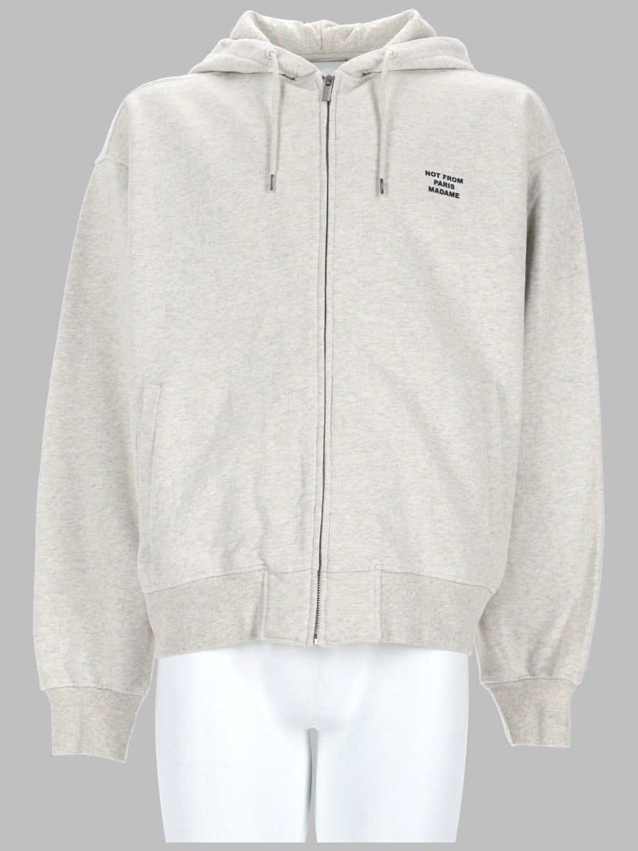 Drôle de Monsieur Men's Felpa Con Zip Cappuccio Grey