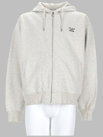 Drôle de Monsieur Men's Felpa Con Zip Cappuccio Grey
