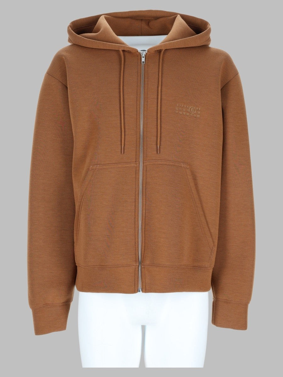 MM6 Maison Margiela Men's Felpa Con Zip Cappuccio Brown