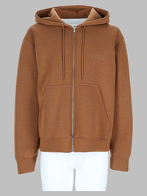 MM6 Maison Margiela Men's Felpa Con Zip Cappuccio Brown