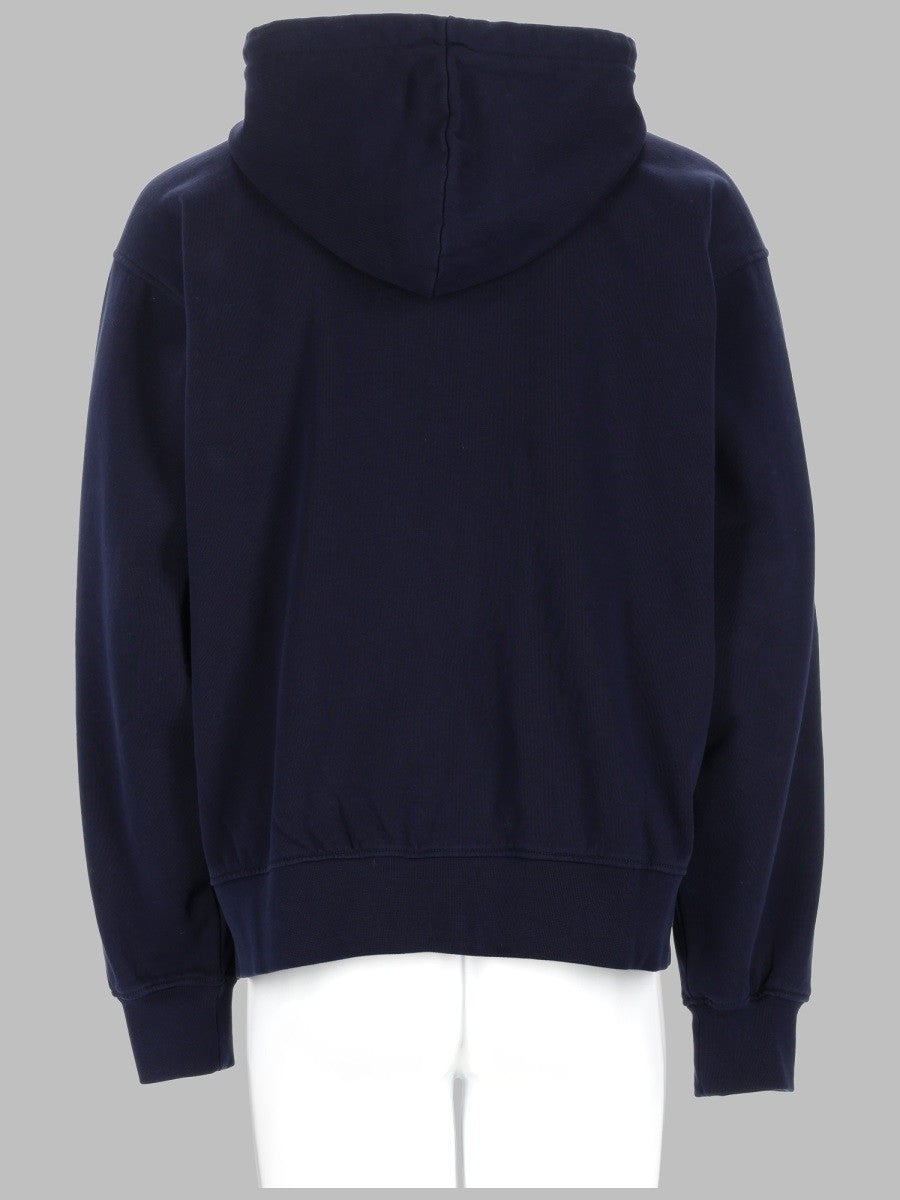 Drôle de Monsieur Men's Felpa Con Zip Cappuccio Blue
