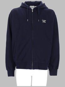 Drôle de Monsieur Men's Felpa Con Zip Cappuccio Blue