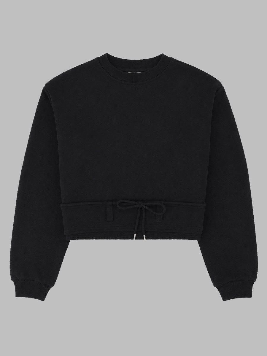 Dries Van Noten Women's Felpa Cropped Con Coulisse Black