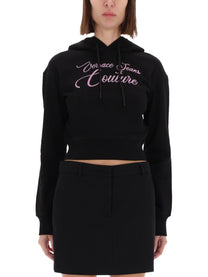 Versace Jeans Couture Women's Felpa Cropped Con Black