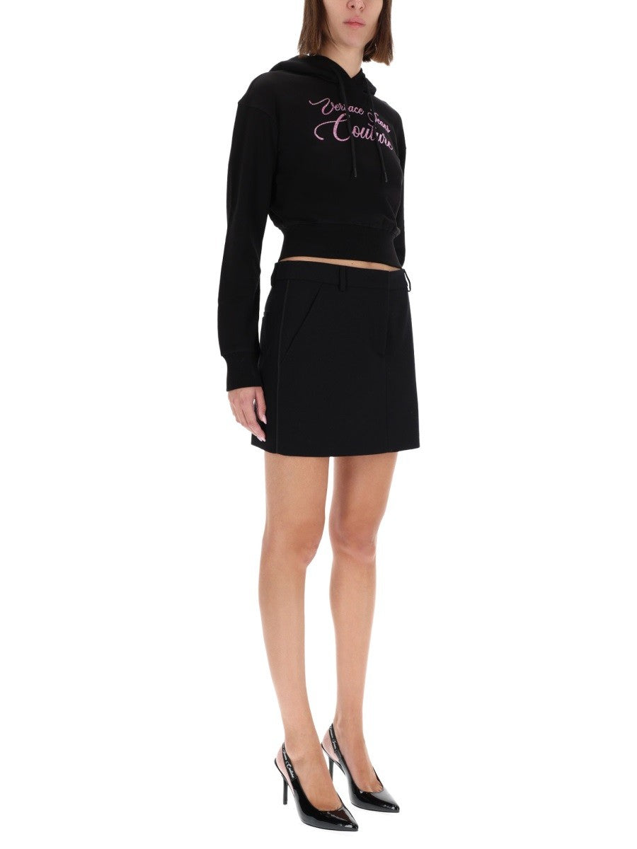 Versace Jeans Couture Women's Felpa Cropped Con Black