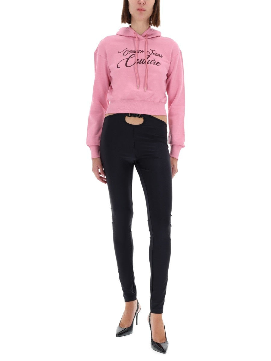Versace Jeans Couture Women's Felpa Cropped Con Blue