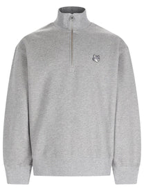 Maison Kitsuné Men's Felpa Fox Head Con Zip Grey