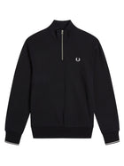 Fred Perry Men's Cotton Mezza Zip Sweatshirt Black