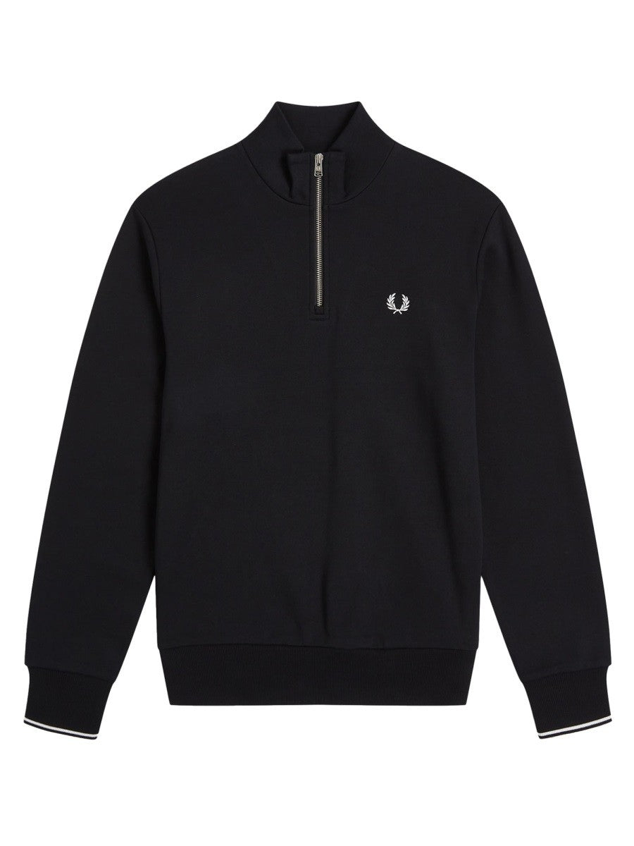 Fred Perry Men's Cotton Mezza Zip Sweatshirt Black