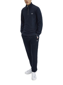 Fred Perry Men's Cotton Mezza Zip Sweatshirt Blue