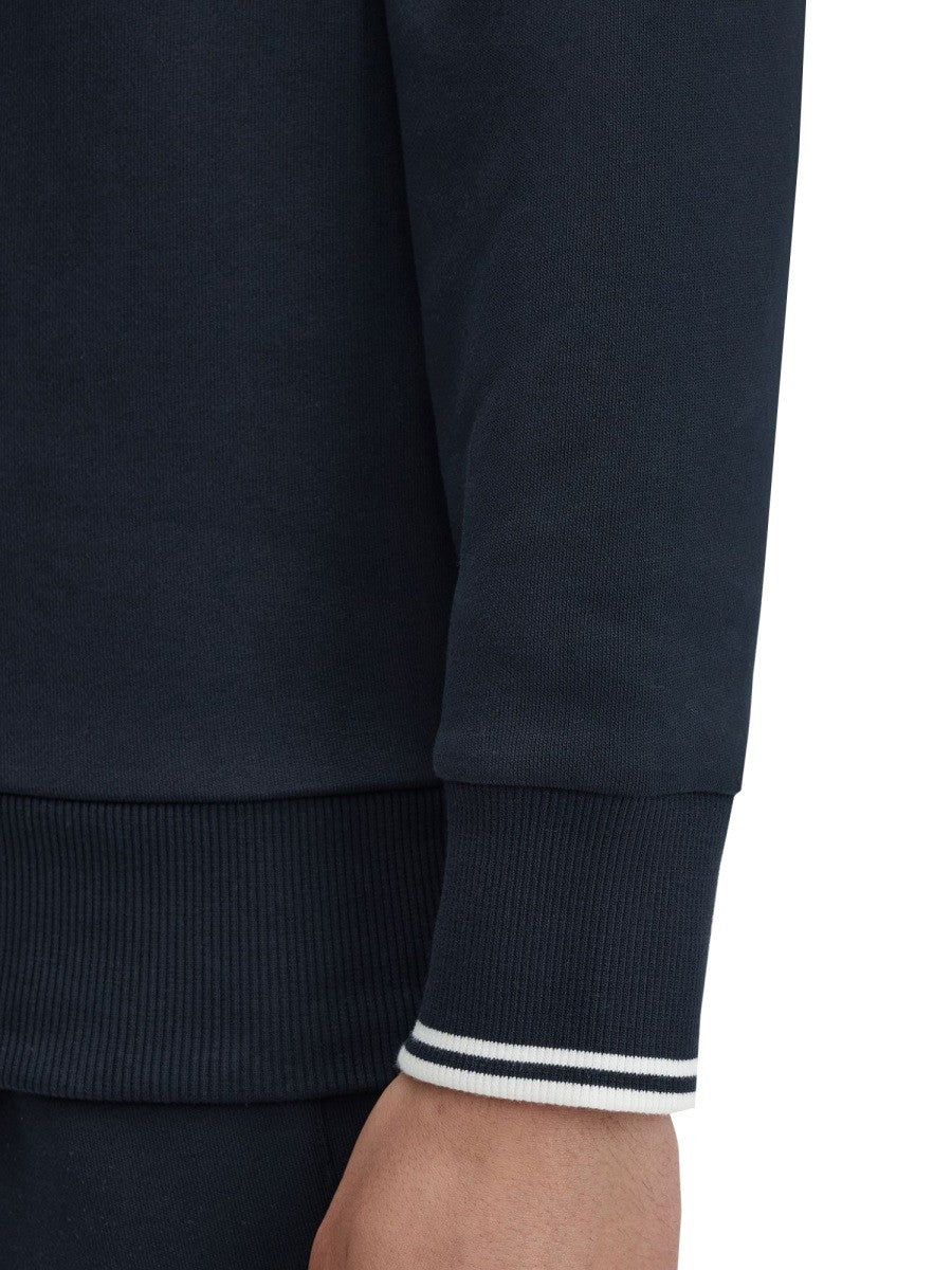 Fred Perry Men's Cotton Mezza Zip Sweatshirt Blue