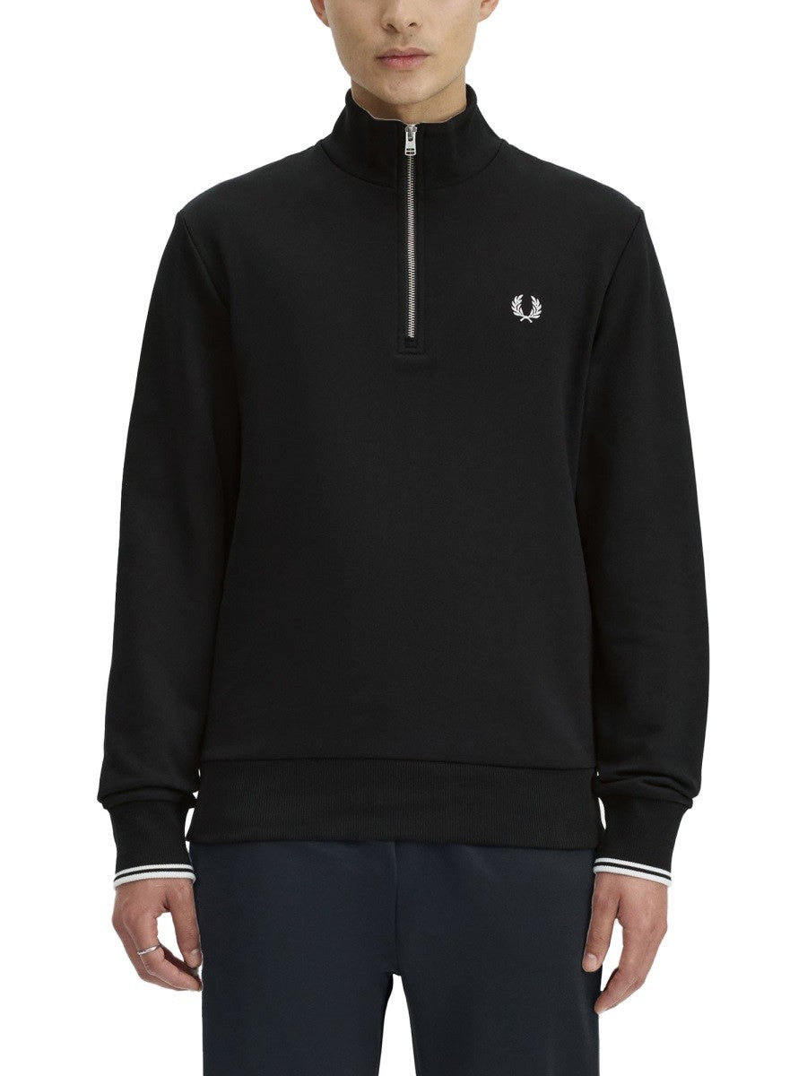 Fred Perry Men's Cotton Mezza Zip Sweatshirt Black